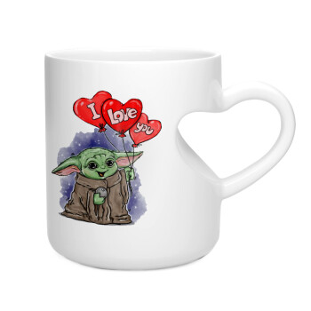 Yoda, i love you, Κούπα καρδιά λευκή, κεραμική, 330ml