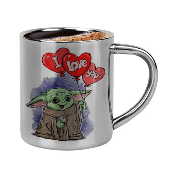 Yoda, i love you, Double-wall metal cup for espresso (220ml)
