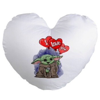 Yoda, i love you, Μαξιλάρι καναπέ καρδιά 40x40cm περιέχεται το  γέμισμα