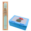 Easter Set, children's snack container BLUE & Easter aromatic flat candle (30cm) (TURQUOISE)
