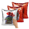 Μαξιλάρι καναπέ Μαγικό Κόκκινο με πούλιες 40x40cm περιέχεται το γέμισμα