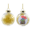 Transparent Christmas tree ball ornament with gold filling 8cm