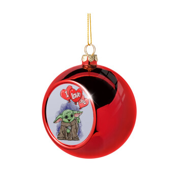 Yoda, i love you, Χριστουγεννιάτικη μπάλα δένδρου Κόκκινη 8cm