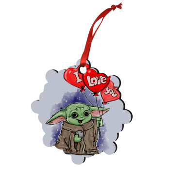 Yoda, i love you, Χριστουγεννιάτικο στολίδι snowflake ξύλινο 7.5cm