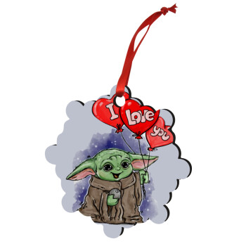 Yoda, i love you, Christmas ornament snowflake wooden 7.5cm