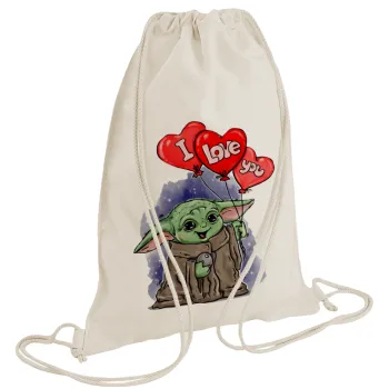 Yoda, i love you, Backpack bag GYMBAG natural (28x40cm)