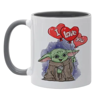 Yoda, i love you, Mug colored grey, ceramic, 330ml