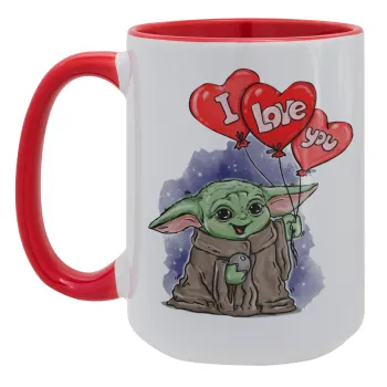 Yoda, i love you, Κούπα Mega 15oz, κεραμική Κόκκινη, 450ml