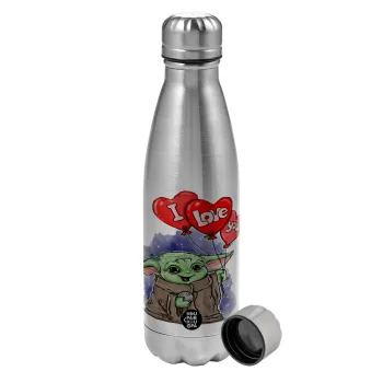 Yoda, i love you, Metallic water bottle, stainless steel, 750ml