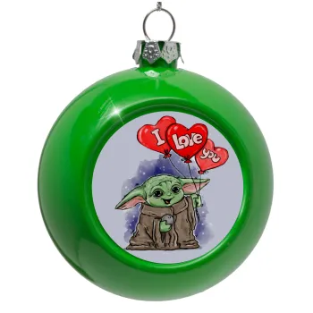 Yoda, i love you, Green Christmas tree ornament bauble 8cm