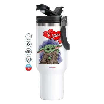 Yoda, i love you, Mega Stainless steel Tumbler with lid, double wall 1,2L