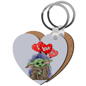 Yoda, i love you, Μπρελόκ Ξύλινο καρδιά MDF