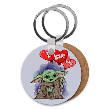 Yoda, i love you, Μπρελόκ Ξύλινο στρογγυλό MDF Φ5cm