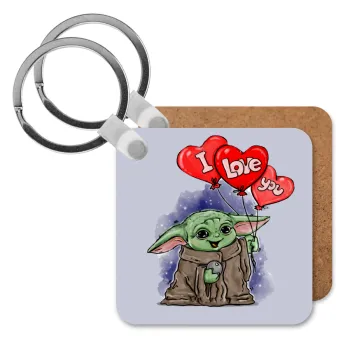 Yoda, i love you, Μπρελόκ Ξύλινο τετράγωνο MDF
