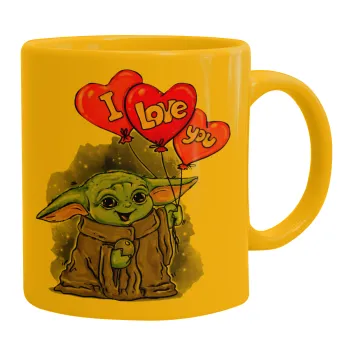 Yoda, i love you, Κούπα, κεραμική κίτρινη, 330ml
