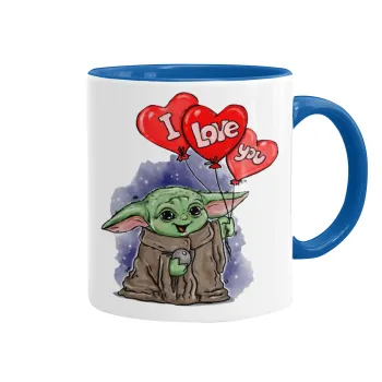 Yoda, i love you, Mug colored blue, ceramic, 330ml