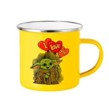 Yoda, i love you, Yellow Enamel Metallic Cup 360ml