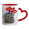 Mug heart red handle, ceramic, 330ml