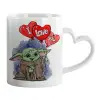 Mug heart handle, ceramic, 330ml