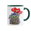 Mug colored green, ceramic, 330ml