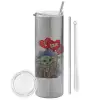 Tumbler stainless steel Silver 600ml, with metal straw & cleaning brush
