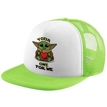 Yoda, one for me , Καπέλο Soft Trucker με Δίχτυ Πράσινο/Λευκό