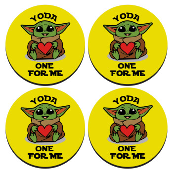 Yoda, one for me , SET of 4 round wooden coasters (9cm)