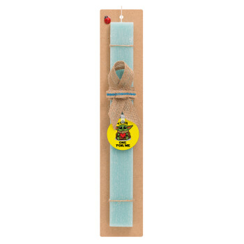 Yoda, one for me , Easter Set, wooden keychain & aromatic flat Easter candle (30cm) (TURQUOISE)