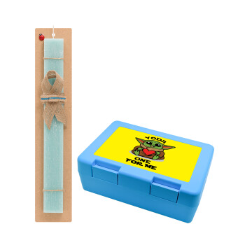 Yoda, one for me , Easter Set, children's snack container BLUE & Easter aromatic flat candle (30cm) (TURQUOISE)