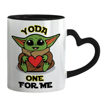 Yoda, one for me , Mug heart black handle, ceramic, 330ml