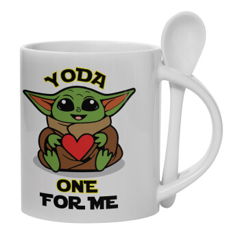 Yoda, one for me , Ceramic coffee mug with Spoon, 330ml (1pcs)