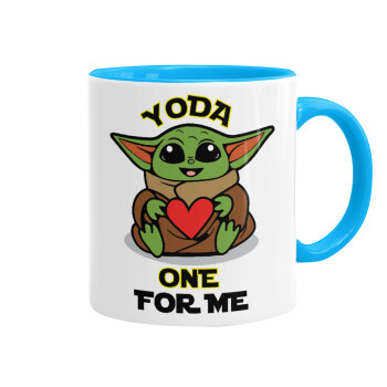 Yoda, one for me , Mug colored light blue, ceramic, 330ml
