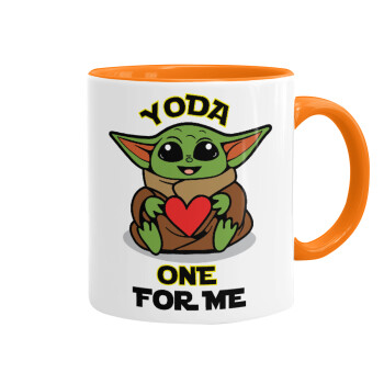 Yoda, one for me , Κούπα χρωματιστή πορτοκαλί, κεραμική, 330ml
