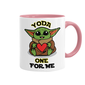 Yoda, one for me , Mug colored pink, ceramic, 330ml