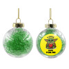 Transparent Christmas tree ball ornament with green filling 8cm