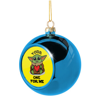 Yoda, one for me , Blue Christmas tree ball ornament 8cm