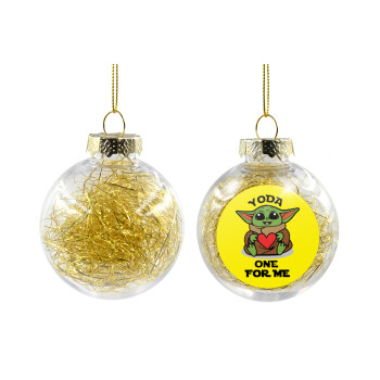 Yoda, one for me , Χριστουγεννιάτικη μπάλα δένδρου διάφανη με χρυσό γέμισμα 8cm