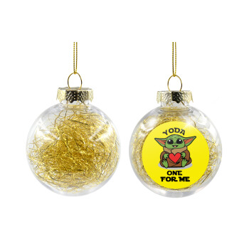 Yoda, one for me , Transparent Christmas tree ball ornament with gold filling 8cm