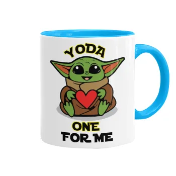 Yoda, one for me , Mug colored light blue, ceramic, 330ml