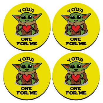 Yoda, one for me , ΣΕΤ 4 Σουβέρ ξύλινα στρογγυλά (9cm)