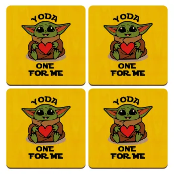 Yoda, one for me , ΣΕΤ x4 Σουβέρ ξύλινα τετράγωνα plywood (9cm)