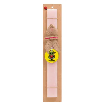 Yoda, one for me , Easter Set, wooden keychain & scented flat Easter candle (30cm) (PINK)