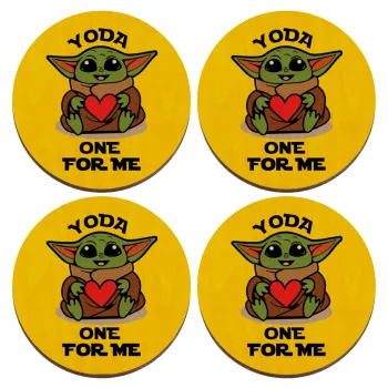 Yoda, one for me , ΣΕΤ x4 Σουβέρ ξύλινα στρογγυλά plywood (9cm)