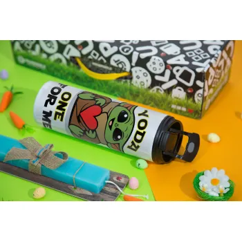 Yoda, one for me , Easter candle,Travel Tumbler 2 Lids, with metal straw & cleaning brush & aromatic flat candle (30cm) (BLUE)