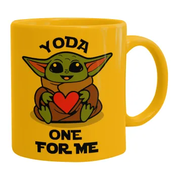 Yoda, one for me , Κούπα, κεραμική κίτρινη, 330ml