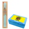 Easter Set, children's snack container BLUE & Easter aromatic flat candle (30cm) (TURQUOISE)