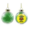 Transparent Christmas tree ball ornament with green filling 8cm