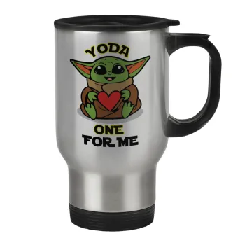 Yoda, one for me , Stainless steel travel mug with lid, double wall 450ml