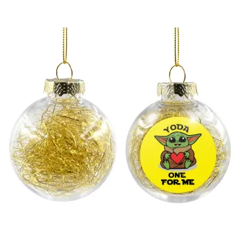 Yoda, one for me , Transparent Christmas tree ball ornament with gold filling 8cm