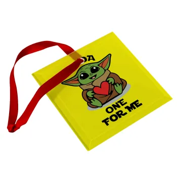 Yoda, one for me , Στολίδι Χριστουγεννιάτικο στολίδι γυάλινο τετράγωνο 9x9cm